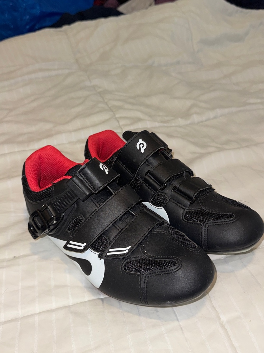 Peloton Black Cycling Shoes with Red Accent